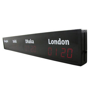 Yizhi Tùy Chỉnh 24/12 Giờ LED Hiển Thị Kỹ Thuật Số Thế Giới Múi Giờ Đồng Hồ Với Nhôm Hợp Kim Khung Thời Gian Thế Giới Đồng Hồ Treo Tường - Product Image 1