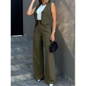 Conjunto de Chaleco sin Mangas y Pantalones de Color Sólido para Mujer, Traje Formal de Verano, Moda - Product Image 3