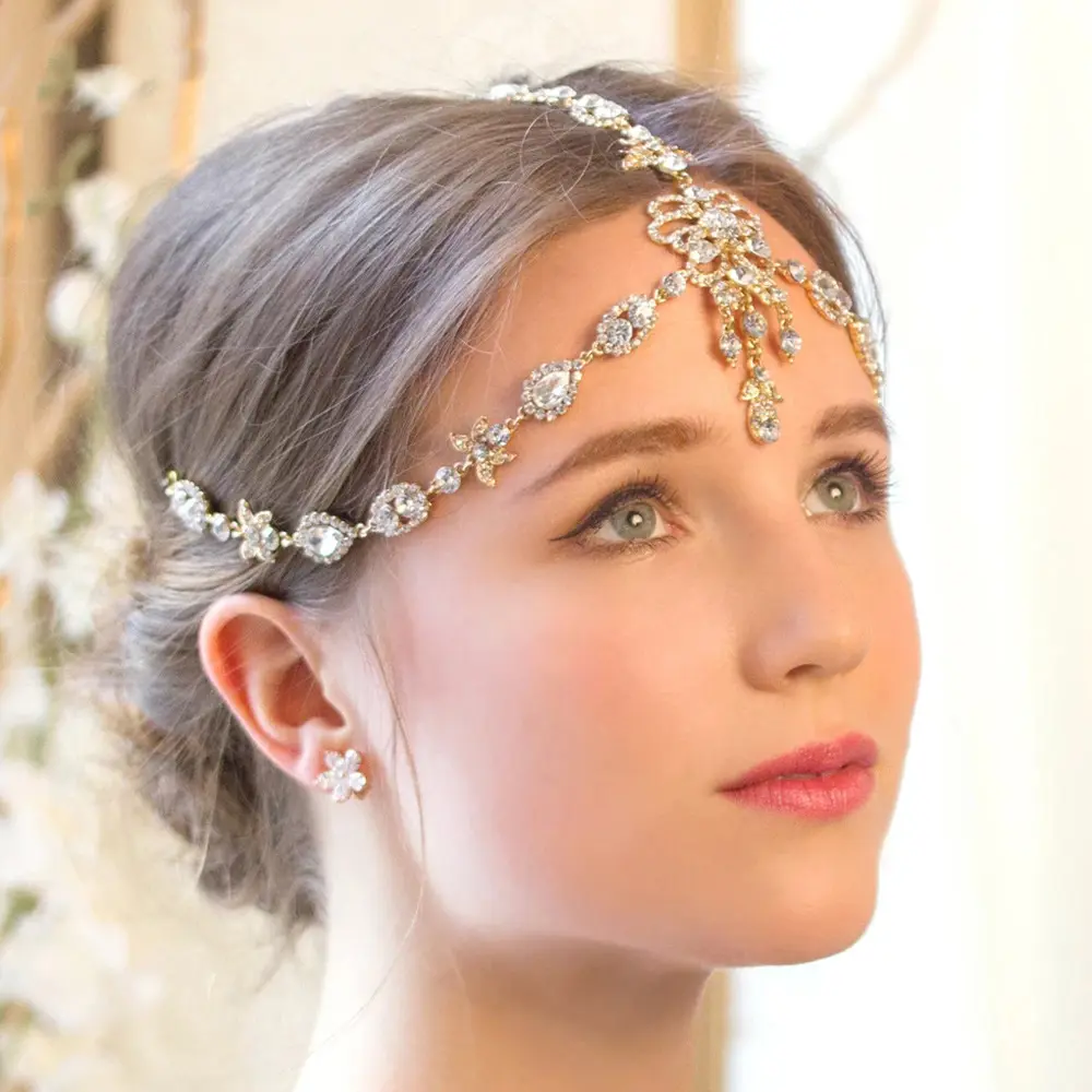 hair chain fashion bridal wedding accessories crystal hair chain butterfly forehead chain
