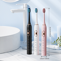 Brosse à dents électrique sonique pour adultes, rechargeable, 5 modes de fonctionnement, étanche IPX7, avec étui de rangement et têtes de brosse de rechange