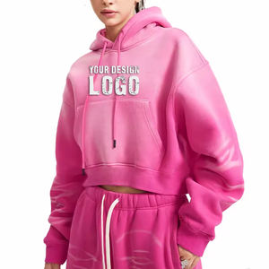 Nouveau design, sweat-shirt à épaules tombantes, style sport, Spice Girl, logo personnalisé, décontracté, polaire épais, sweat-shirt court pour femmes - Product Image 2