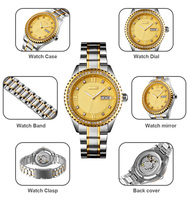 Montres automatiques pour hommes de marque Skmei 9221, montre de luxe en acier inoxydable doré