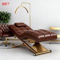 Table de massage électrique Meientai noire en forme de S pour cils, tatouage, esthétique, courbée et réglable pour salon, spa et soins du visage
