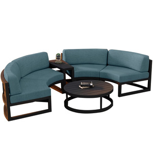 Conjunto de Sofás Modernos de Estilo Nórdico para Exteriores, Marco de Aluminio con Recubrimiento en Polvo en Forma de Arco, Impermeable, Resistente al Sol y Ecológico para Jardín de Hotel o Villa - Product Image 6