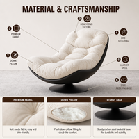 Fauteuil Coquille d'Œuf Pivotant pour Bureau à Domicile et Salon, Canapé de Repos Confortable au Design Moderne pour Balcon et Fenêtre en Baie