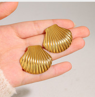 Boucles d'oreilles tendance en acier inoxydable plaqué or de la série Ocean Style, collection été, bijoux haut de gamme inaltérables
