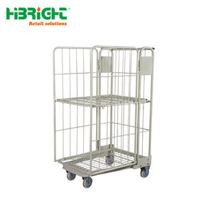 Heavy Duty Industrial Logistics Trolley Metal Wire Mesh Cage <b>Cart</b> with Wheels for Warehouse and Factory - Product Image 2
