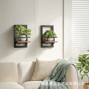 <b>Wall</b> Mounted Wooden Plant <b>Display</b> Rack Rectangle Single Layer For Home Decor And Storage - Product Image 1