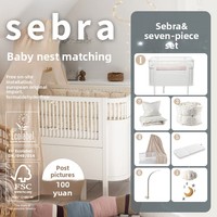 Lit bébé en bois de style européen Sebra danois, extensible, importé, avec barrière, rideau de lit et drap