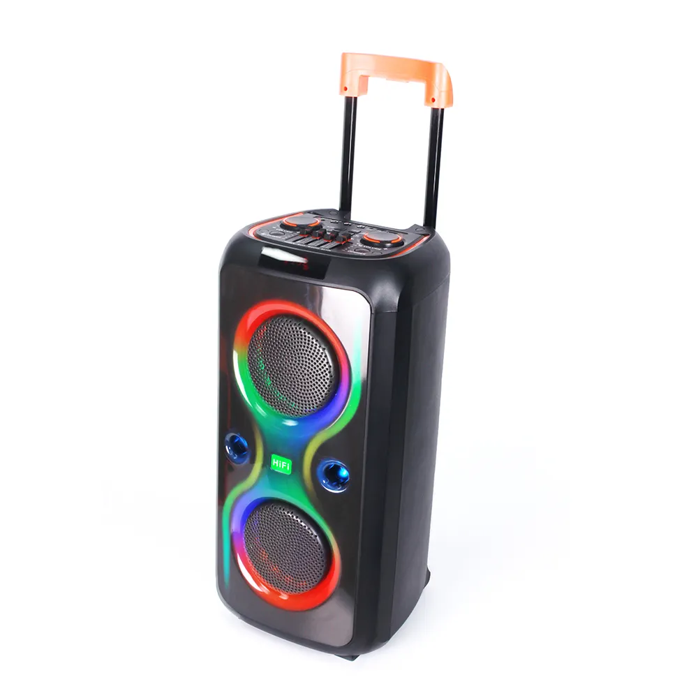 YM Dual 8 inch Big power bluetooth Active System Wireless Portable Trolley Party Audio Outdoor Speakers karaoke portable speaker