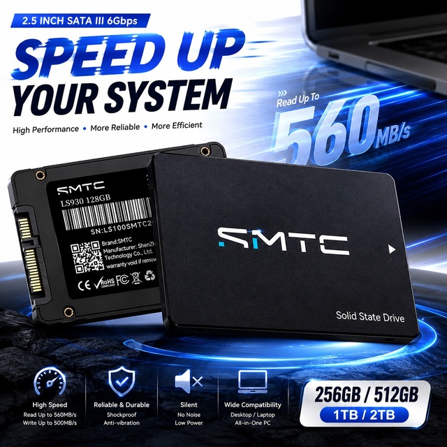 2.5 Inch SATA III SSD Solid State Drive Available in 120GB 128GB 256GB 512GB 1TB 2TB 4TB for Laptop Desktop Computer