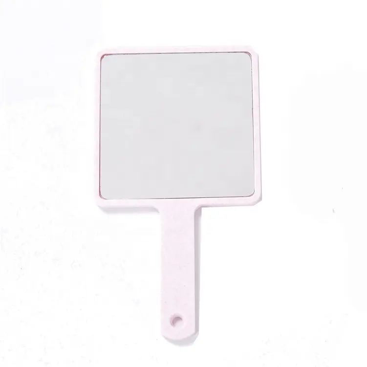 Wheat Platycodon grandiflorum square handle mirror convenient portable beauty mirror large and small