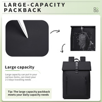 Sac à dos pour ordinateur portable avec logo personnalisé, 15,6 pouces, extensible, 25 L, fermeture à enroulement, pour le travail, les voyages, les affaires, les étudiants universitaires