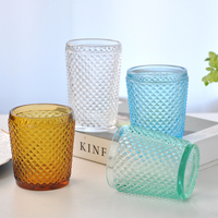 Verres à eau en verre coloré texturé diamant 301-400ml, compatibles lave-vaisselle, pour la maison, les mariages, les restaurants, les fêtes, vente en gros
