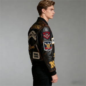 جاكيت جلد صناعي مخصص عالي الجودة للرجال بسحاب، جاكيتات جلدية أنيقة للدراجات النارية، جاكيت جلدي عتيق عالي الجودة للرجال - Product Image 4