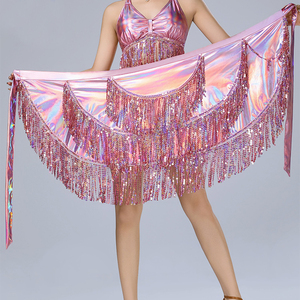 Pañuelo de cadera con encaje, lentejuelas y borlas, Cadena de cintura para danza del vientre, Falda con borlas, Disfraz de baile para danza latina, rave y carnaval - Product Image 1