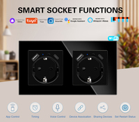 Prise intelligente WiFi double UE de type 153 avec ports de charge USB A+C, 16A 3500W, surveillance de la puissance, panneau en verre pour Tuya Alexa Google Alice