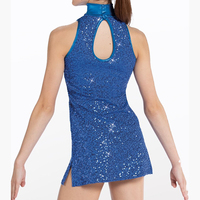 Robe de danse sans manches à sequins pour femme, robe latine personnalisée en gros, robe de performance scintillante pour adultes