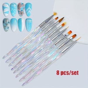 Juego Profesional de 8 Pinceles para Uñas con Degradado, Herramienta de Manicura para Pintura Acrílica, Decoración, Herramientas de Bricolaje, Suministros de Arte - Product Image 4