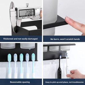 卸売ステンレス製浴室歯磨き粉歯ブラシホルダー壁掛け収納ラック<span class=keywords><strong>2</strong></span> <span class=keywords><strong>in</strong></span> <span class=keywords><strong>1</strong></span>歯ブラシホルダー - Product Image 2