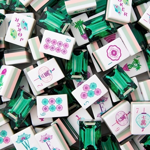 Jeu de Mahjong de Luxe en Acrylique Gravé de Haute Qualité – Ensemble Complet de Tuiles de Mahjong Américain Gravées - Product Image 1