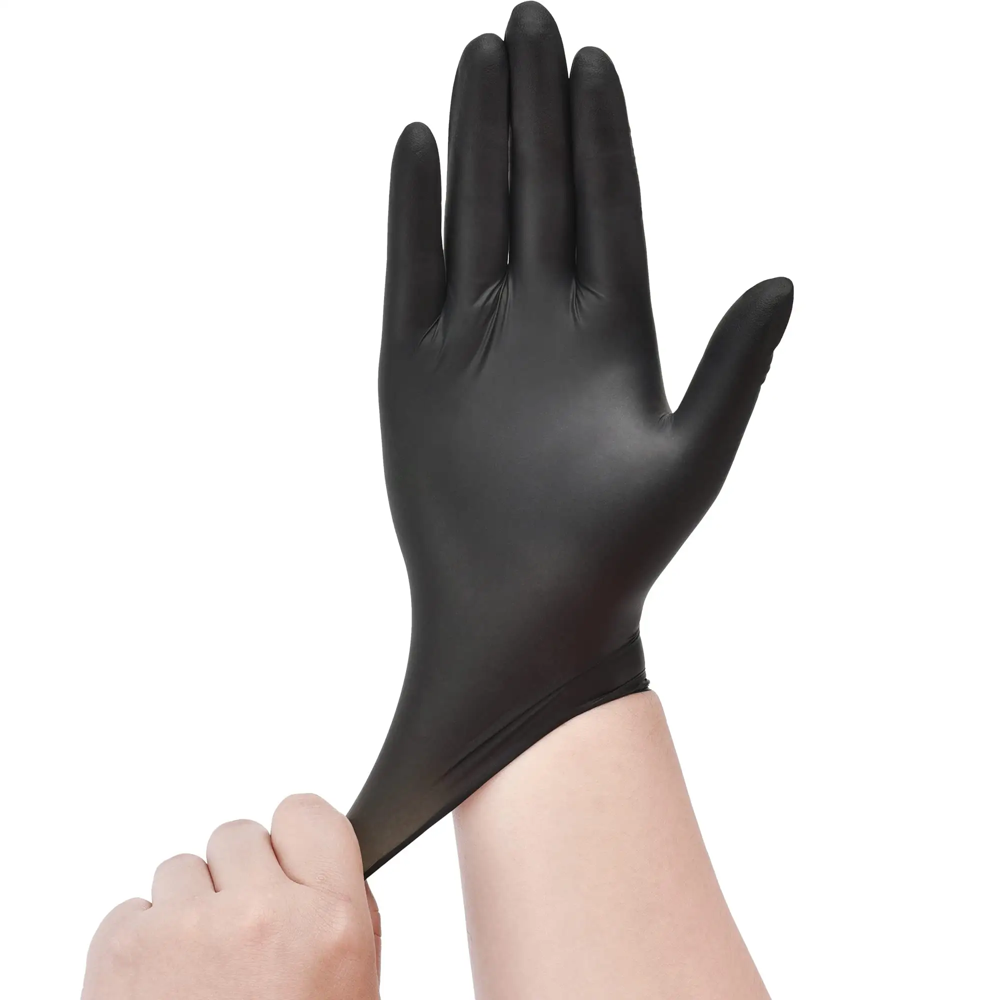 Factory Wholesale Powder Free elastic industrial/Medical Disposables Black Nitrile Gloves