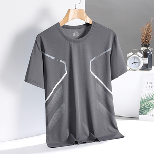 Summer new ice cooling stretch ice silk short sleeve casual Joker T-shirt men's quick-drying <b>mesh</b> half-sleeve <b>top</b> fashion hot. - Product Image 5