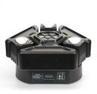Projecteur hybride LED à trois têtes RGBW avec faisceau laser et stroboscope, contrôle DMX512/sonore, indice de protection IP33 pour l'éclairage