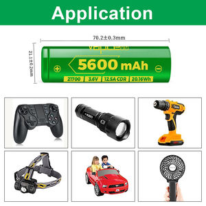 Vapcell Inr21700 5600mAh 12.5a G56 Batería de iones de litio de alta capacidad 3,7 V 21700 celdas - Product Image 5