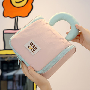 Customized Stylish Cosmetic Bag Rectangle Hook Type Travel Toiletry Bag Purple Pink Cyan - Product Image 4