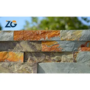 ZGSTONE pabrik grosir eksterior dinding Veneer batu alam batu alam panel ubin dinding pelapis batu budaya untuk dinding eksternal