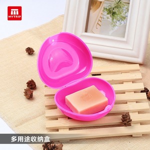 Mytrip Heart Shaped Soap <b>Box</b> Pink Plastic With Lid Portable Travel Soap Dish - Product Image 1