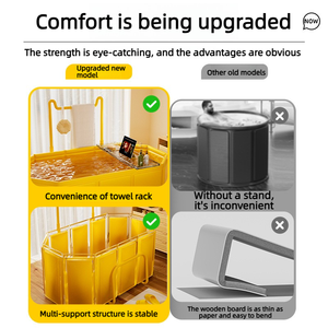 Modello portatile di vasca da bagno pieghevole per adulti con supporto, adatta per il bagno di tutto il corpo in inverno, anche adatta ai bambini. - Product Image 4