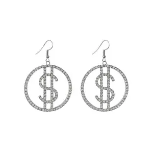 2024 women fashion hyperbole shiny Money crystal diamond earrings 18 k S925 silver needle hoop earring Fashion Jewellery