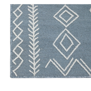 Modern Geometric Area Rug Rectangle Gray White Flat Weave Stain Resistant Outdoor Use in bulk price - Product Image 3