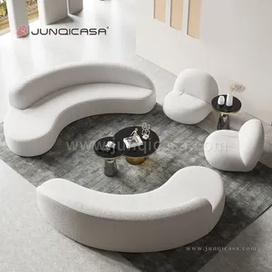 Luxus Sofa Möbel aus weißem Samt Stoff geschnitzte Ecke Modulare Couch Halbrund Hotel Empfangs sofa
