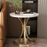 Ensemble Table d'Appoint Scandinave Moderne Design Wabi-sabi, Marbre, Métal Doré, Chêne, pour Café, Chevet, Accentuée, Salon, Balcon, Bout de Canapé