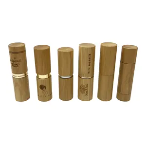 Tubo de lápiz labial vacío de 5ml, Mini lápiz labial delgado de bambú, respetuoso con el medio ambiente, contenedores de bambú, tubo de maquillaje, LT-888C de embalaje