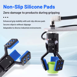 Pinza Robótica Neumática de 3 Mandíbulas Mini J1060 con Almohadillas de Silicona Antideslizantes y Ranura para Interruptor Magnético - Product Image 4