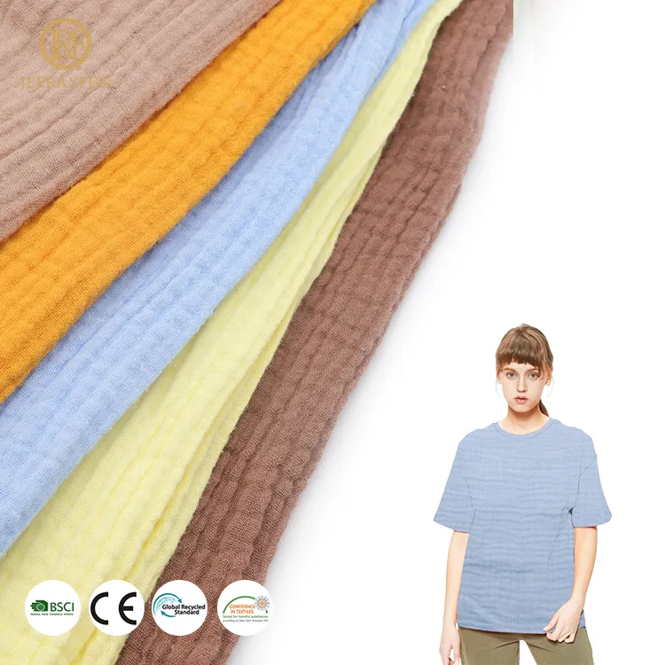 Custom 130gsm Printed Solid Knitting Fabric Soft 100% Cotton Fabrics For Women T-shirt