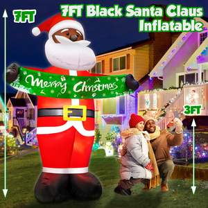 7 piedi di natale gonfiabili decorazioni per esterni babbo natale nero con luce a LED incorporata Blow-Up natalizio - Product Image 2