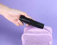 Set di Pennelli per Trucco Occhi di Alta Qualità con Coperchio Automatico Retrattile, Serie da Viaggio 2, Manico in PP/PBT Nero, Fibra Artificiale, Facile da Usare