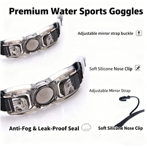 Occhialini da Nuoto Professionali di Alta Qualità Antiappannamento, Polarizzati UV, per Adulti, con Cinturino in Silicone, Ampia Visuale, Impermeabili, con Clip Nasale e Protezione Orecchie - Product Image 3