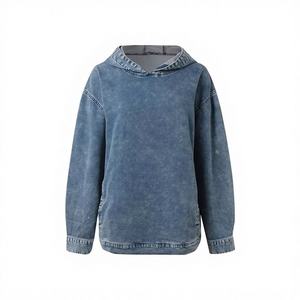 Sweat à capuche surdimensionné 460 GSM, poids lourd, délavé à l'acide, décoloration au soleil, coupe régulière, streetwear, 100% coton, hiver, femme, sur mesure, devant - Product Image 1