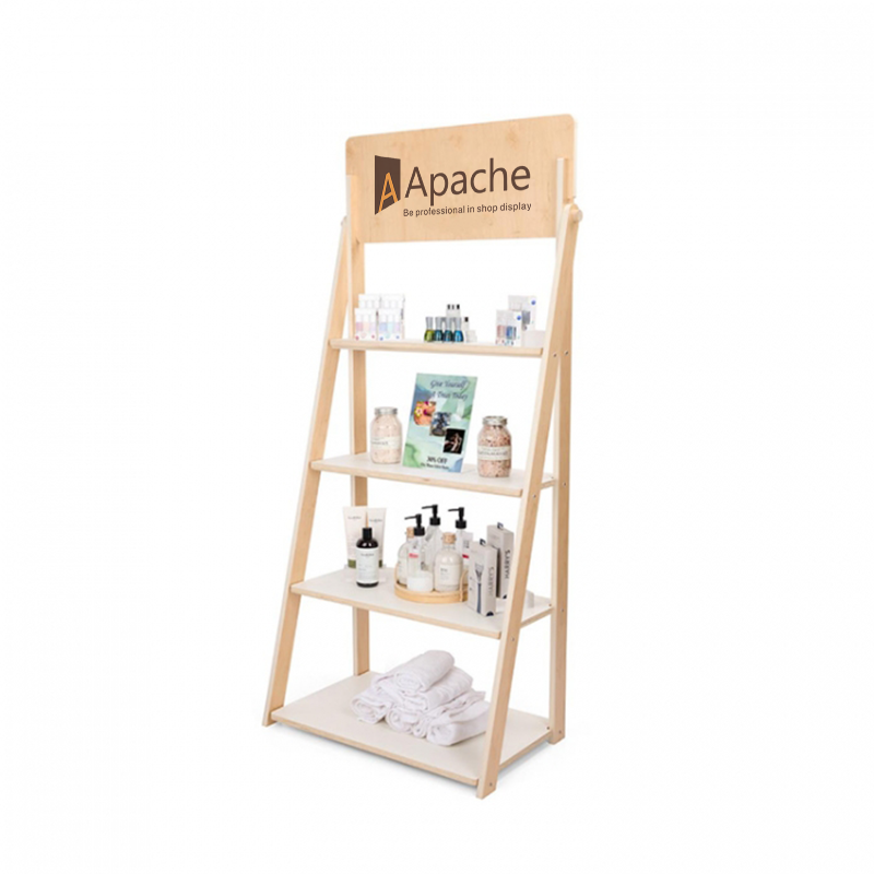 Customizable Wood Display Rack for Cosmetics Store Quality Display Stand — view 2