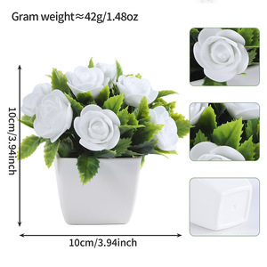 Rosas Artificiales al por Mayor en Maceta Blanca, Mini Bonsái para Decoración <span class=keywords><strong>de</strong></span> Hogar, Oficina, Dormitorio y Escritorio - Product Image 5