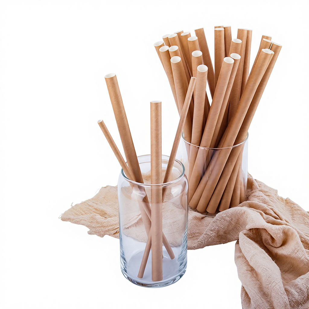 Disposable Eco-friendly Paper Straws Single Piece Independent Packaging Kraft Paper Straight Thick Thin Pearl Sand Ice