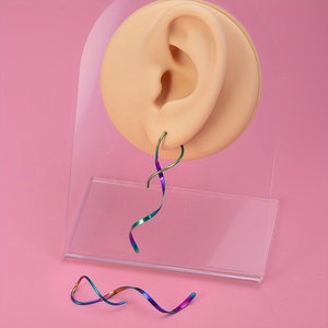 [Ensemble de 2 boucles d'oreilles en acier inoxydable] Boucles d'oreilles torsadées conçues <span class=keywords><strong>pour</strong></span> les femmes, adaptées aux piercings d'oreille, y compris le <span class=keywords><strong>cartilage</strong></span> - Product Image 5