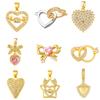 LUOYUNE Vente en gros Collier unisexe tendance en laiton plaqué or 18 carats avec pendentif cœur micro-incrusté de zircon cubique, cadeau