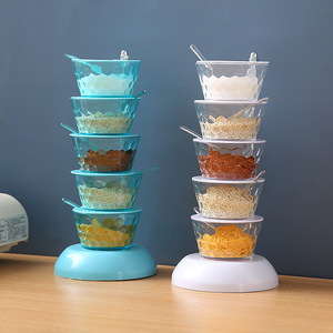 Caja de condimentos combinada multicapa giratoria, organizador y contenedor de accesorios de cocina de plástico - Product Image 3